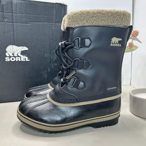 Sorel Yoot Pac TP Waterproof Boot Nylon Sherpa Black NY1963-013 Youth 5 Tried On - Picture 3 of 10